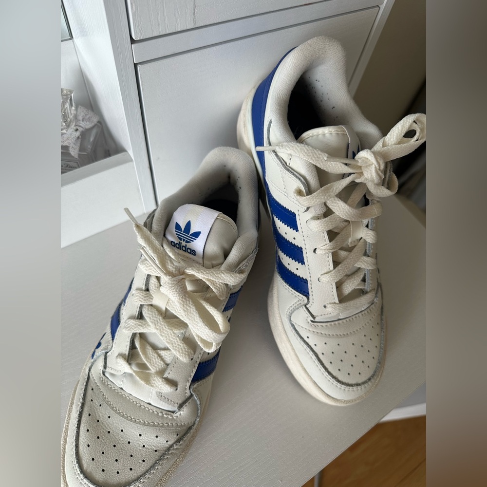 Adidas White and Blue Classic Sneakers